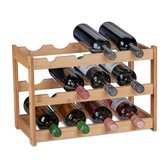 Relaxdays wijnrek voor 12 flessen - flessenstandaard - drankrek - staand - bamboe