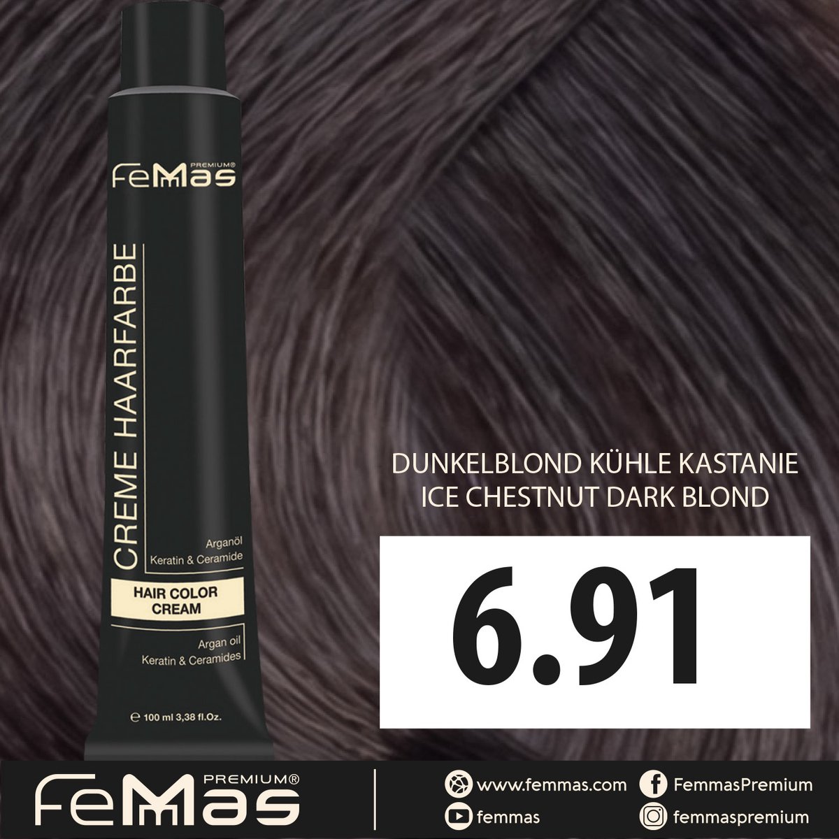 FemMas (6.91) - Haarverf - Donkerblond Koel Kastanje - 100ml