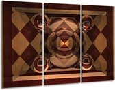 GroepArt - Schilderij -  Abstract - Bruin, Geel - 120x80cm 3Luik - 6000+ Schilderijen 0p Canvas Art Collectie