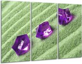 GroepArt - Schilderij -  Spa - Paars, Groen - 120x80cm 3Luik - 6000+ Schilderijen 0p Canvas Art Collectie
