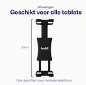 Zwarte Buddi tablethouder, 23cm breed, ook voor mobiele telefoons.