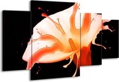 GroepArt - Schilderij -  Bloem - Oranje, Zwart - 160x90cm 4Luik - Schilderij Op Canvas - Foto Op Canvas