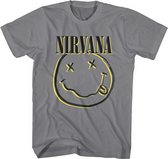 Nirvana - Inverse Happy Face Heren T-shirt - M - Grijs