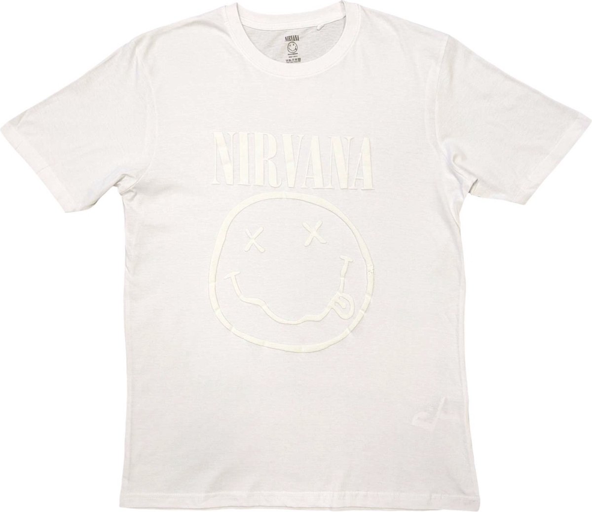 Nirvana - White Happy Face Heren T-shirt - XL - Wit