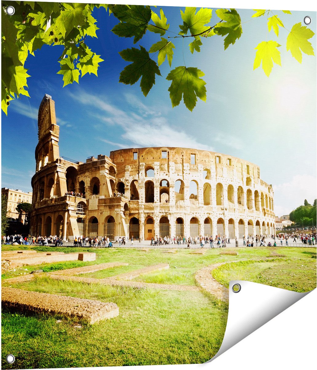 Gards Tuinposter Colosseum in Rome, Itali� - 70x70 cm - Tuindoek - Tuindecoratie - Wanddecoratie buiten - Tuinschilderij Multikleur