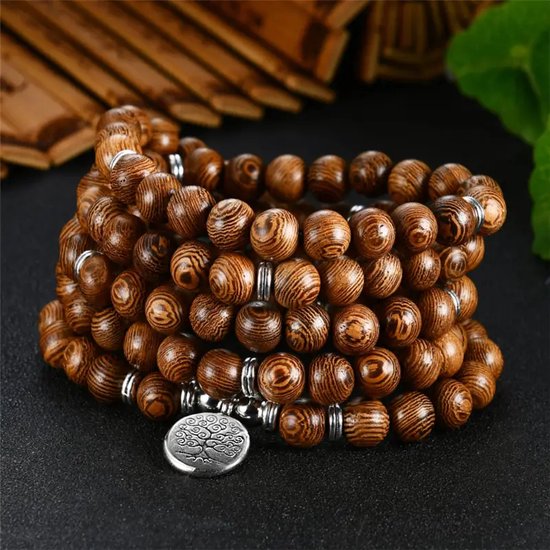 Afecto chaîne de prière Arbre 108 Perles en Bois Bracelet - Bracelet Mala  Buddha Charm... | bol