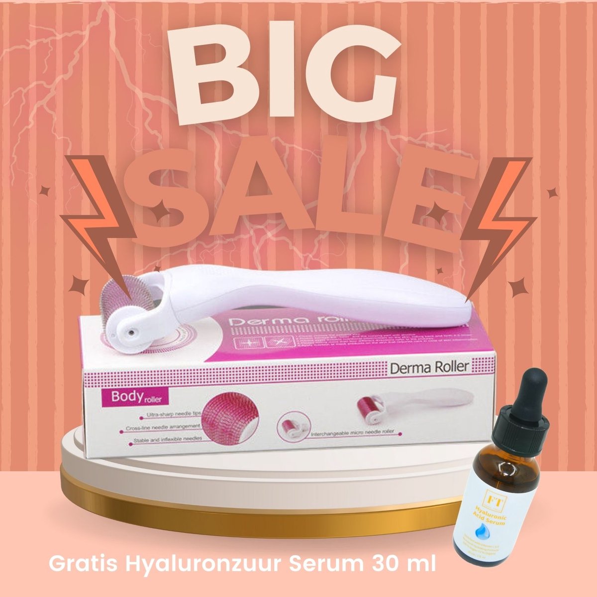 Goedkoopste Lichaams Roller - Dermaroller Body Roller - GRATIS Hyaluronzuur Serum 30 ml - Striae Behandelen - Lichaams Roller - Striae Behandelen - Littekens Behandelen - Helpt Tegen Striae en Littekens - Maakt Collageen en Elastine in de Huid