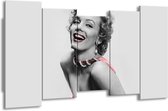 GroepArt - Canvas Schilderij - Marilyn Monroe - Grijs, Zwart - 150x80cm 5Luik- Groot Collectie Schilderijen Op Canvas En Wanddecoraties