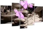 Peinture sur verre d'orchidée | Gris, violet | 170x100cm 5 Liège | Tirage photo sur verre |  F004508