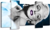 GroepArt - Schilderij - Marilyn Monroe - Grijs, Blauw, Paars - 120x65cm 5Luik - Foto Op Canvas - GroepArt 6000+ Schilderijen 0p Canvas Art Collectie - Wanddecoratie