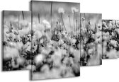 GroepArt - Schilderij -  Bloemen - Grijs, Zwart - 160x90cm 4Luik - Schilderij Op Canvas - Foto Op Canvas