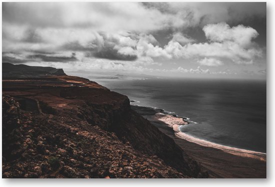 Kust met wolken - Lanzarote - Foto op Plexiglas 60x40