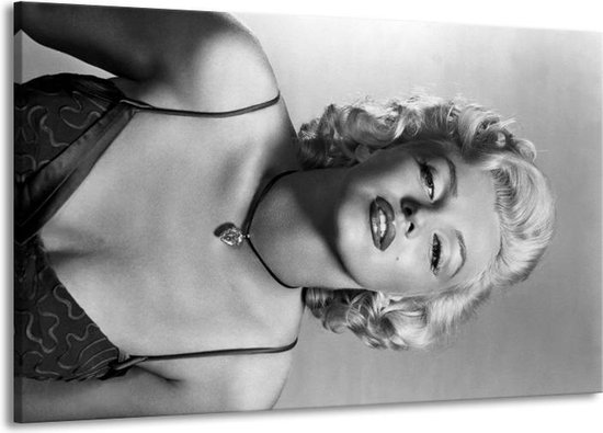 Schilderij Op Canvas - Groot -  Marilyn Monroe - Zwart, Wit, Grijs - 140x90cm 1Luik - GroepArt 6000+ Schilderijen Woonkamer - Schilderijhaakjes Gratis
