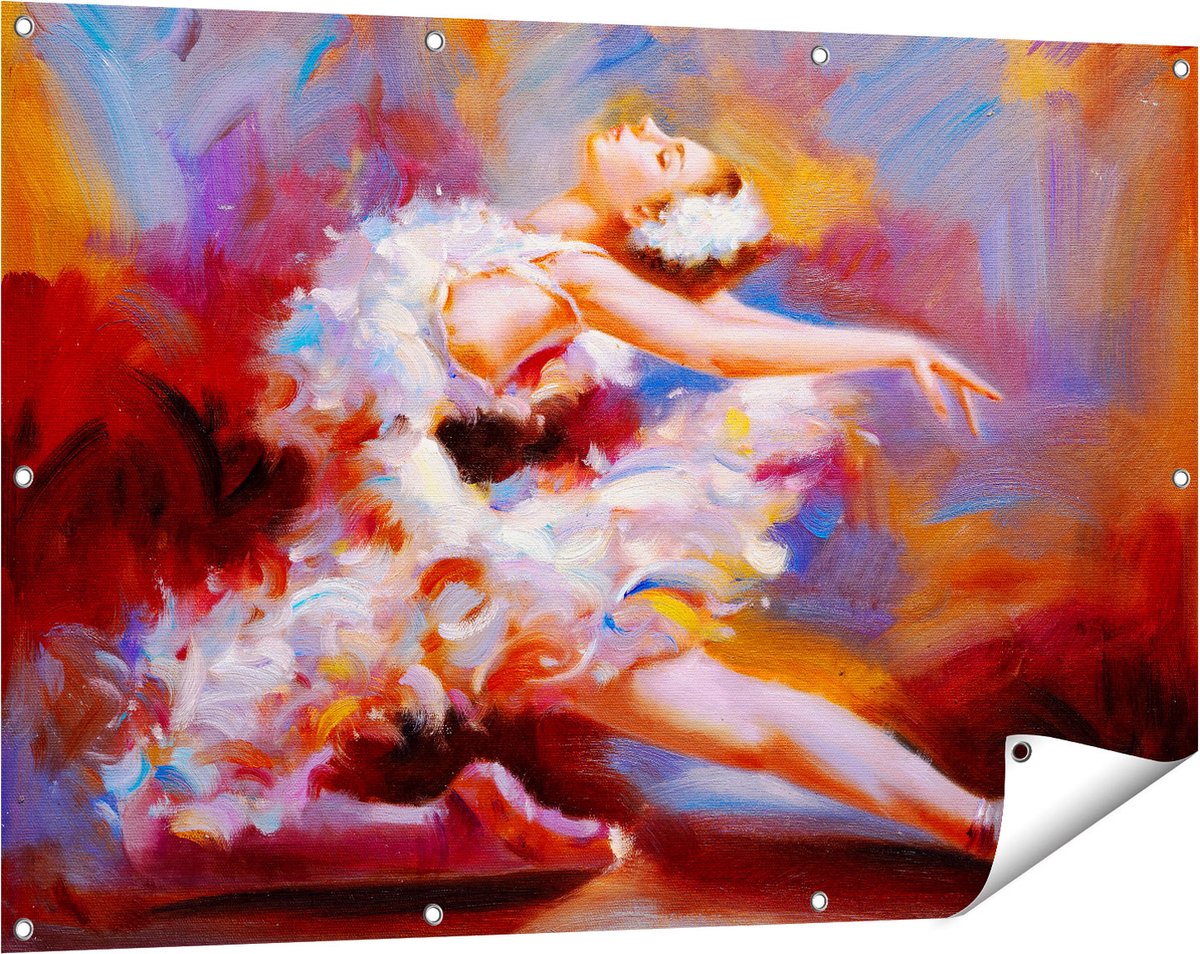 Gards Tuinposter Ballerina van Olieverf - Ballet - 120x80 cm - Tuindoek - Tuindecoratie - Wanddecoratie buiten - Tuinschilderij Multikleur