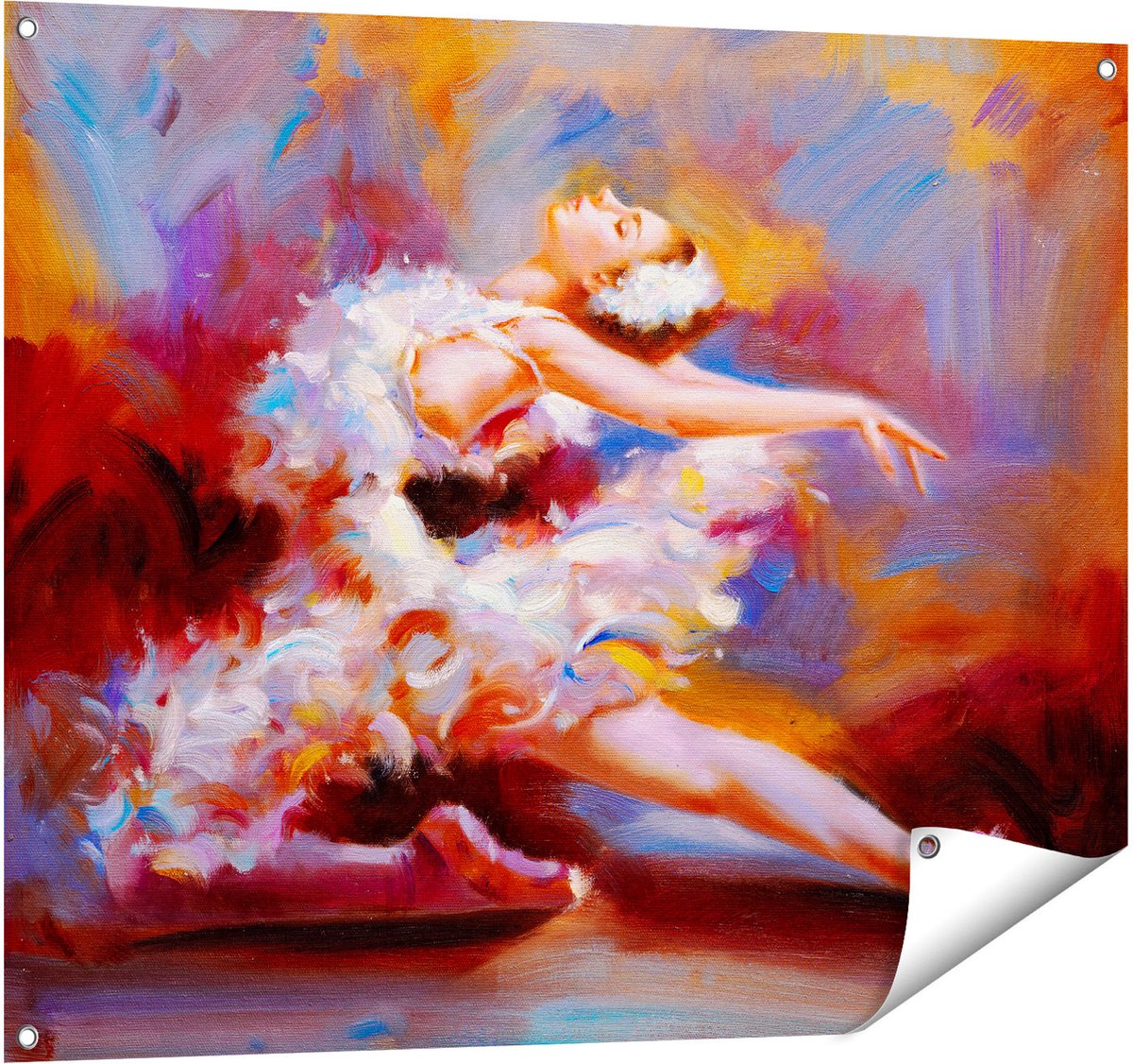 Gards Tuinposter Ballerina van Olieverf - Ballet - 100x80 cm - Tuindoek - Tuindecoratie - Wanddecoratie buiten - Tuinschilderij Multikleur