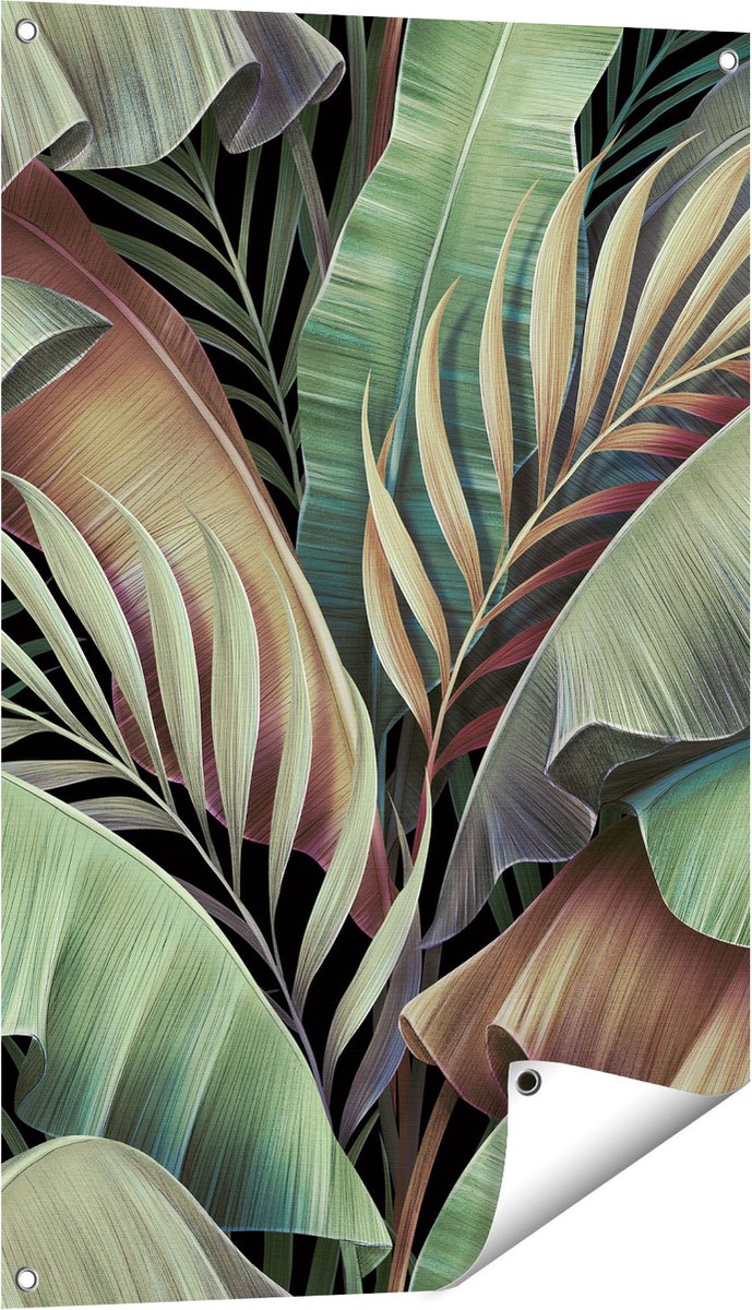 Gards Tuinposter Tropische Bladeren - 60x90 cm - Tuindoek - Tuindecoratie - Wanddecoratie buiten - Tuinschilderij Multikleur