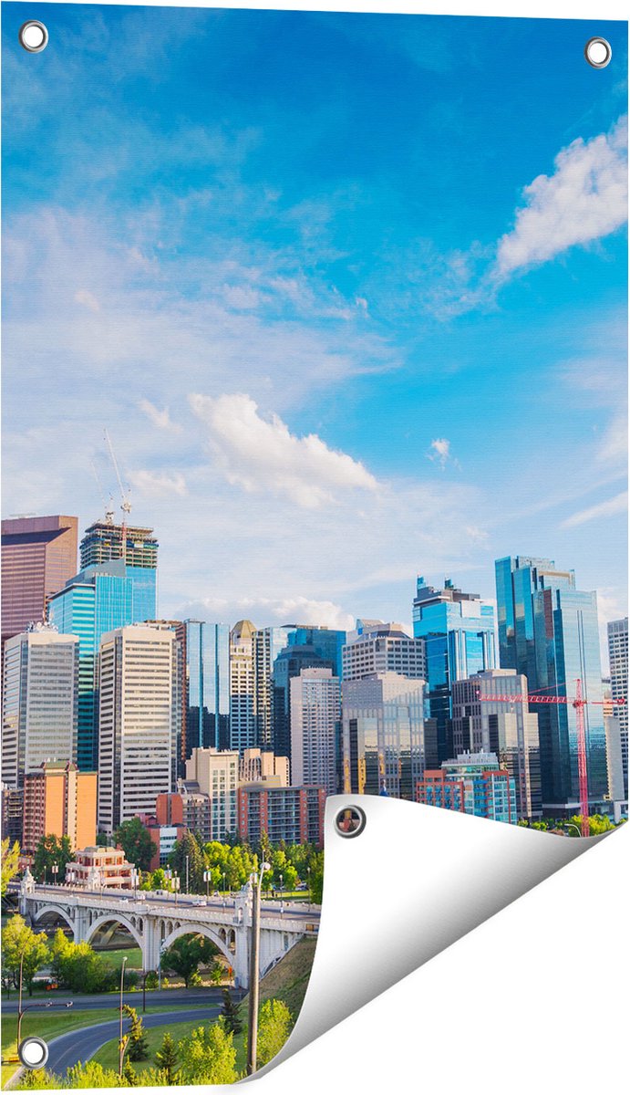 Gards Tuinposter Skyline Calgary Stad in Canada - 40x60 cm - Tuindoek - Tuindecoratie - Wanddecoratie buiten - Tuinschilderij Multikleur