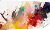 Gards Tuinposter Abstracte Kunst - Kleurrijke Olieverf - 180x90 cm - Tuindoek - Tuindecoratie - Wanddecoratie buiten - Tuinschilderij