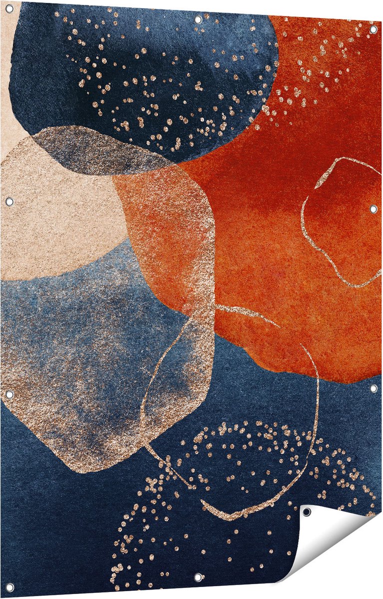 Gards Tuinposter Abstracte Kunst van Cirkels - 90x120 cm - Tuindoek - Tuindecoratie - Wanddecoratie buiten - Tuinschilderij Multikleur