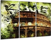 Glasschilderij Rome - Groen, Bruin, Zwart - 120x80cm 3Luik - Foto Op Glas - Geen Acrylglas Schilderij - GroepArt 6000+ Glas Art Collectie - Maatwerk Mogelijk