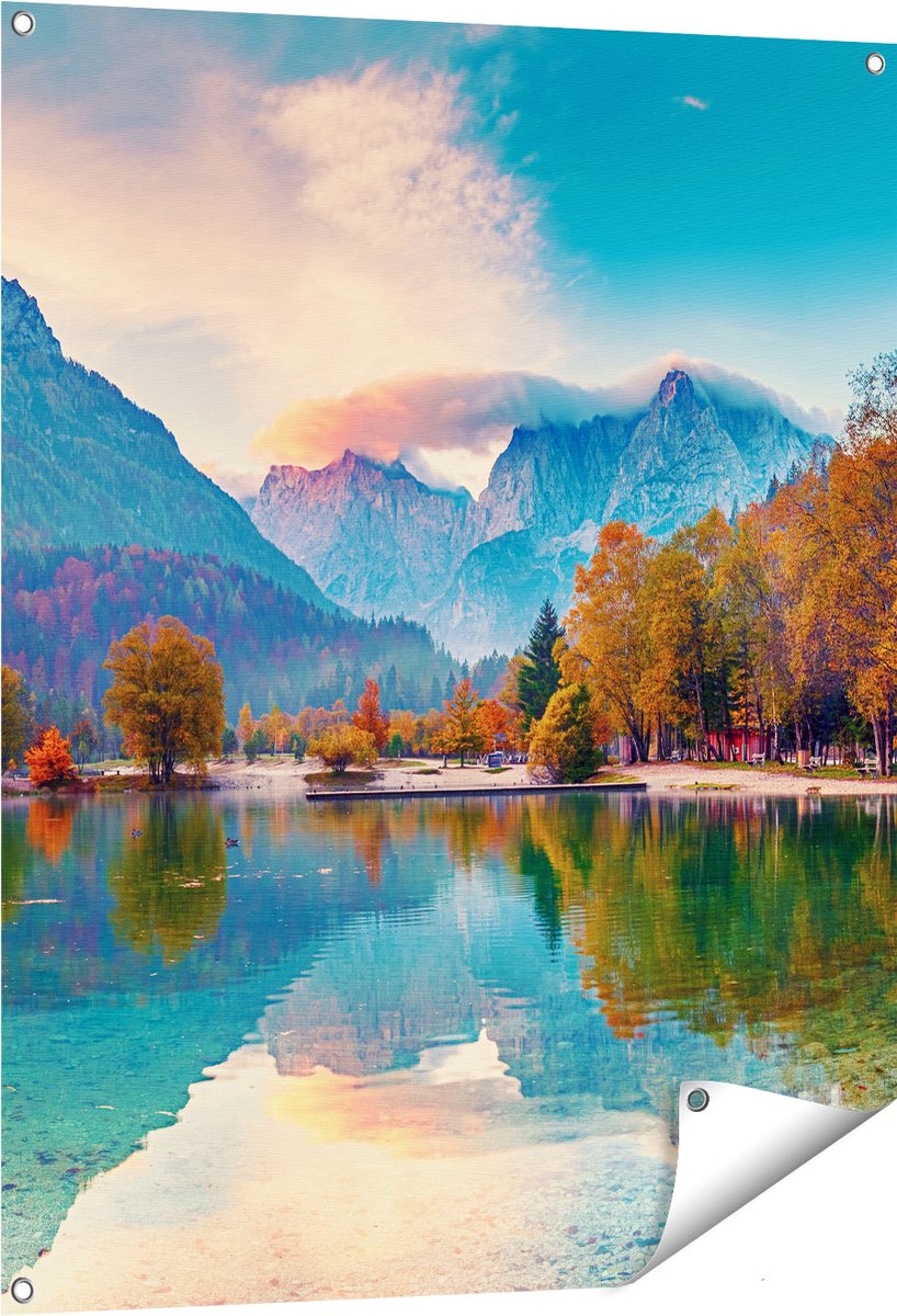 Gards Tuinposter Meer - 80x100 cm - Tuindoek - Tuindecoratie - Wanddecoratie buiten - Tuinschilderij Multikleur