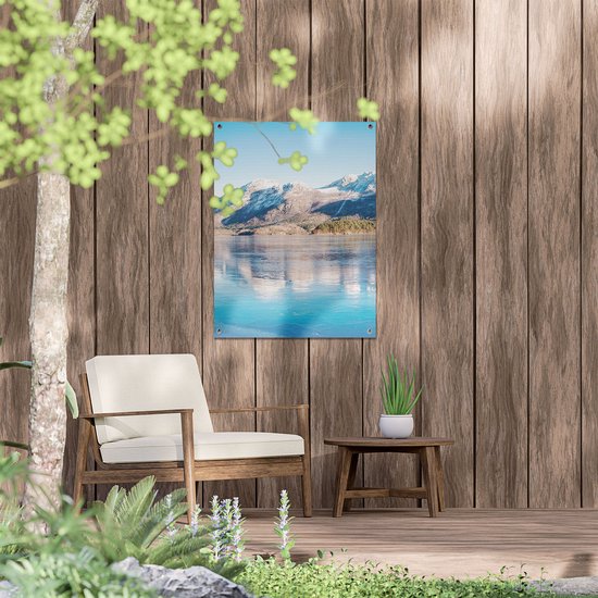 Gards Tuinposter Meer bij het Bergen Landschap in Noorwegen - 60x80 cm - Tuindoek - Tuindecoratie - Wanddecoratie buiten - Tuinschilderij