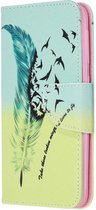 Samsung Galaxy A20E Portemonnee Hoesje met Feather Print