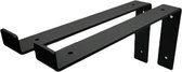 Maison DAM 2x Plankdrager L vorm down - Wandsteun – 30cm – Mat zwart gepoedercoat - incl. bevestigingsmateriaal + schroefbit