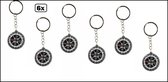 6x Boussole porte-clés - boussole à distribuer noir - pendentif clé à distribuer fête à thème party anniversaire plaisir
