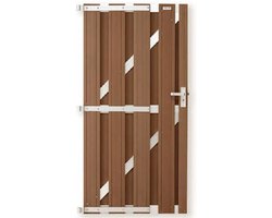 Tuindeur composiet Stijl bruin met blank alu frame incl. hang&sluitwerk (100 x 180 cm)