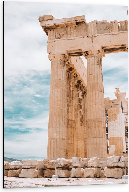 Dibond - Deel van Parthenon in Athene, Griekenland - 80x120 cm Foto op Aluminium (Wanddecoratie van metaal)