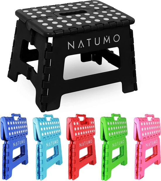 NATUMO® Opstapkruk voor kinderen, inklapbaar, lichte en antislip kinderkruk, badkamer en toilet, opklaptrap voor badkamer, keuken en tuin, 22 cm (zwart)