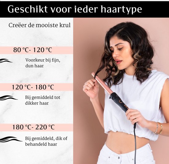 Mellian 6 in 1 Krultang met Opzetstukken - Rosé Goud - 13 tot 32mm