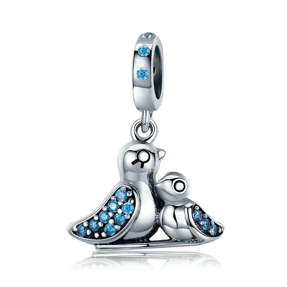 Duifjes Koppel Bedel - Voor Bedelarmband - Sterling Zilver - RomyStones