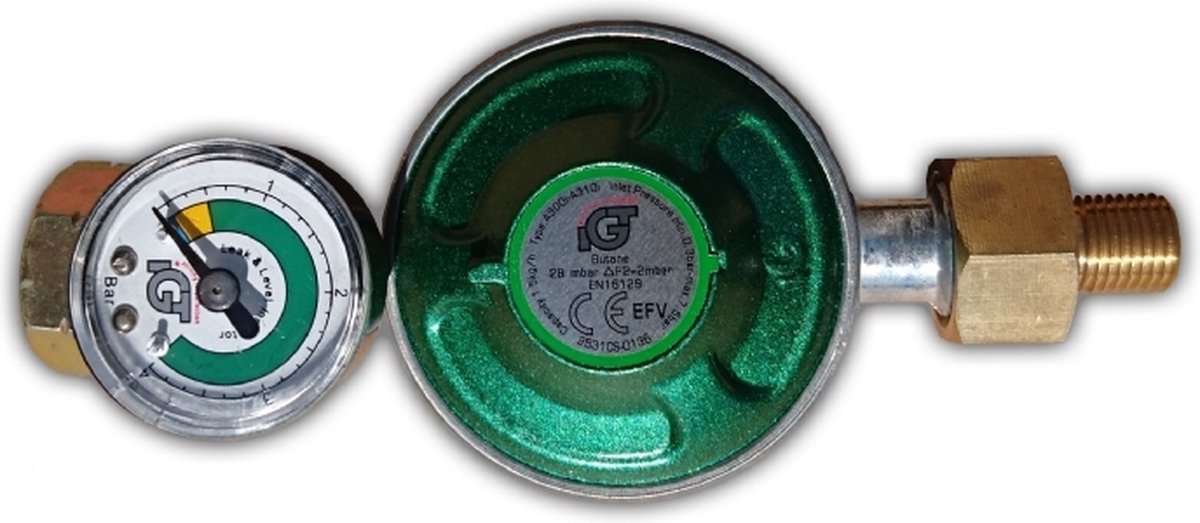 Drukregelaar / slangset 50 mbar met manometer en 1/2 Inch aansluiting