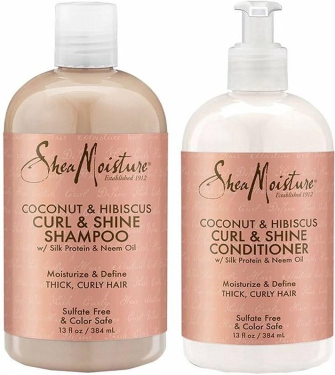 Shea Moisture Coconut & Hibiscus - Shampoo & Conditioner Curl & Shine - 2 x 384 ml - Shea Moisture