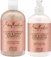 Shea Moisture Coconut & Hibiscus - Shampoo & Conditioner Curl & Shine - 2 x 384 ml