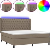 vidaXL-Boxspring-met-matras-en-LED-stof-taupe-160x200-cm