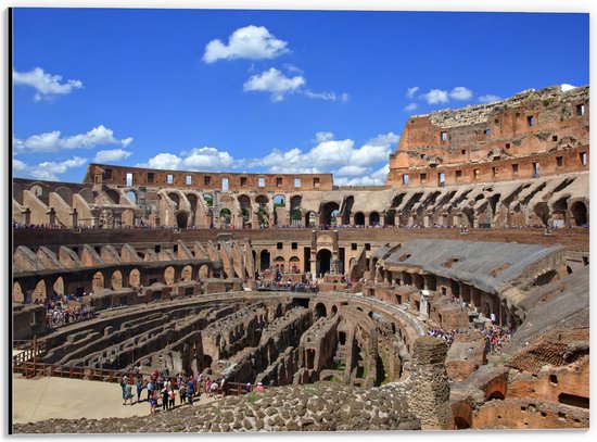 Dibond - Binnenkant van het Colesseum in Rome, Italië - 40x30 cm Foto op Aluminium (Wanddecoratie van metaal)
