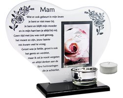 Waxinehouder In Memoriam met gedicht Mam...,Fotolijst In Memoriam, In Memoriam, overlijden,overleden,herdenken,