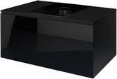 Meubel onder de wastafel - Badkamermeubel - Mode 60 - Zwart hoogglans - 60 x 32 x 42 cm - Zwart glas