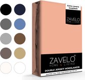 Zavelo Dubbel Jersey Hoeslaken Perzik - 1-persoons (90x220 cm) - Extra Dik - Hoogwaardige Kwaliteit - Hoge Hoek - Rondom Elastisch - Perfecte Pasvorm