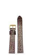 bracelet de montre-14mm-cuir véritable-croco-marron-souple-boucle plate-or-14 mm