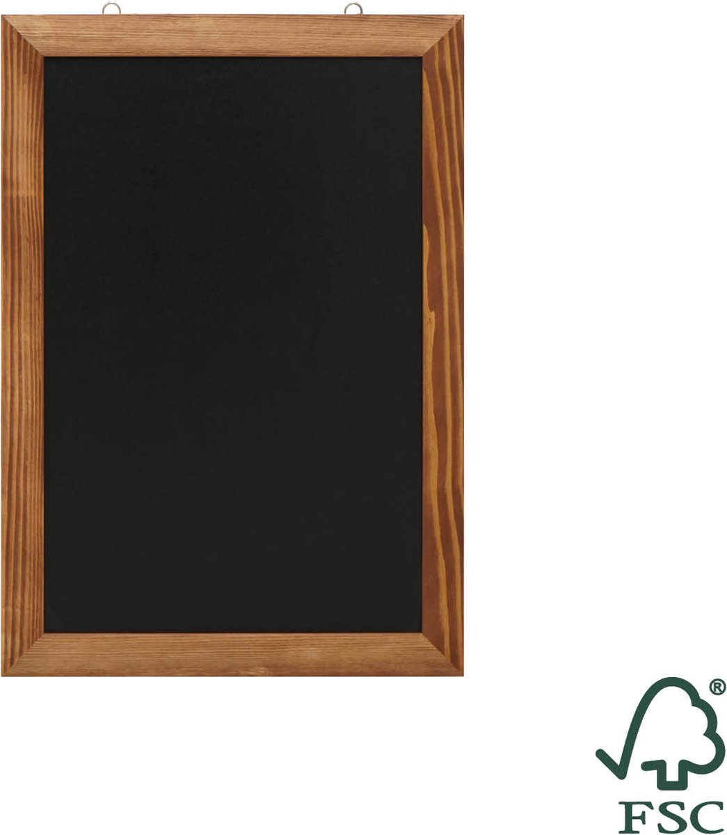 MAUL Krijtbord 40 x 60 cm, bord met houten frame om te beschrijven met krijtstiften, krijtbord om op te hangen met frame, te gebruiken als planner, decoratie voor kantoor en horeca, hout