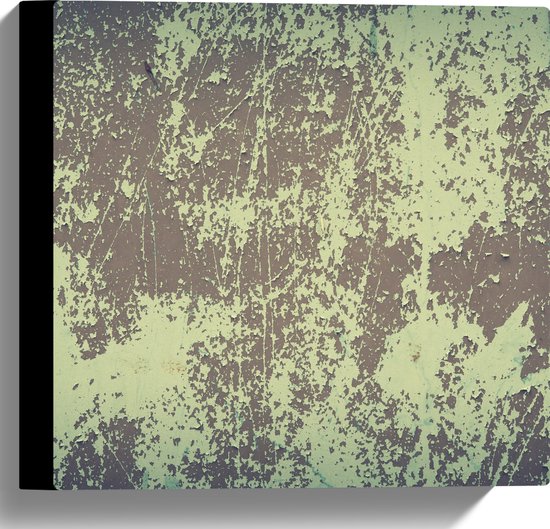 Canvas - Bruin met Groene Textuur op Muur - 30x30 cm Foto op Canvas Schilderij (Wanddecoratie op Canvas)