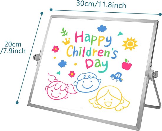 90x60cm Magnetisch Whiteboard U Stand/Flipchart Ezel, DOEWORKS Dubbele Kanten Stand Wit Board In Hoogte Verstelbaar En Opvouwbaar Zwarte Standaard 1011811909
