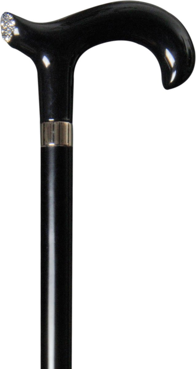 Classic Canes Bijzondere wandelstok - Zwart - Hardhout - Met Swarovski kristallen - Lengte 92 cm - Derby handvat - Wandelstokken - Wandelstok hout - Voor heren en dames - Houten wandelstok
