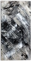 Dibond - Abstracte Verfmix van Zwart en Wit Tinten - 50x100 cm Foto op Aluminium (Wanddecoratie van metaal)