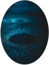 Dibond Ovaal - Abstracte Blauwe Lichtpuntjes - 42x56 cm Foto op Ovaal (Met Ophangsysteem)