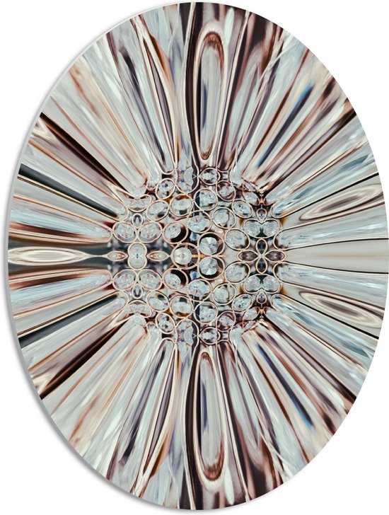 PVC Schuimplaat Ovaal - Close-up van Kristal in Vorm van Bloem - 42x56 cm Foto op Ovaal (Met Ophangsysteem)